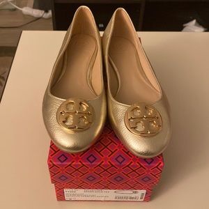 NWT Tory Burch Claire Ballet Flat - Spark Gold